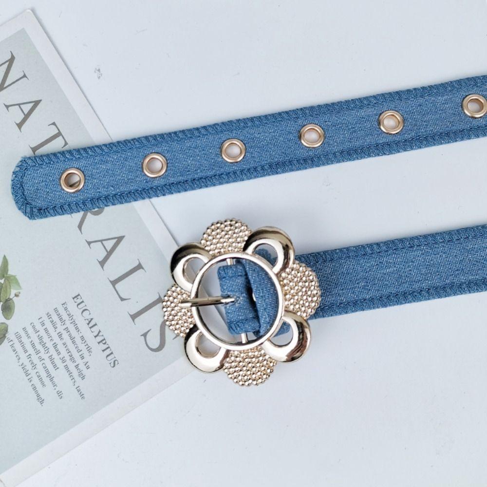 Hollow Flower Design Decorative Waist Strap Metal Buckle Fashion Belt Denim Waist Belt For Women