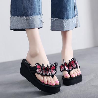 6 см пляжные шлепанцы сшитые вручную с вышитым милым модным бантом летние тапочки