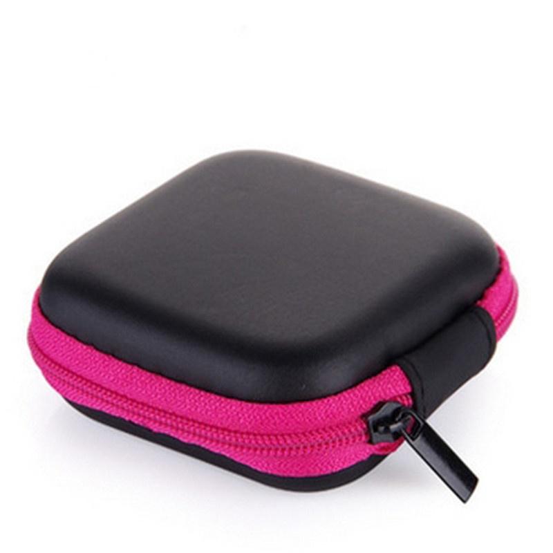 Mini Zipper Headphones Box In-ear Earphone Cases EVA Square Earbuds Headset Carry Pouch Bags