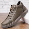 Модные нескользящие универсальные мужские кроссовки на шнуровке из натуральной кожи повседневная обувь с высоким берцем для ходьбы теплые зимние мужские ботильоны кроссовки