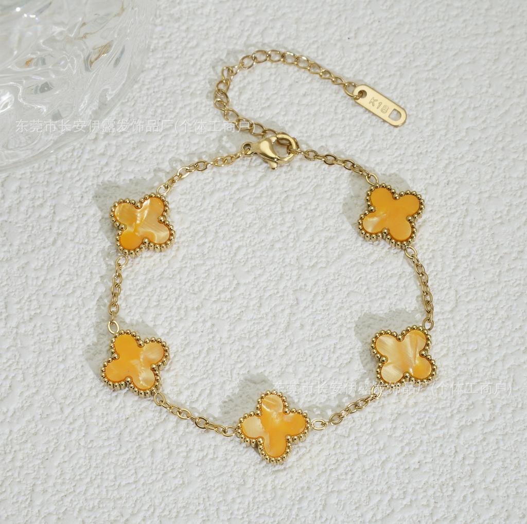 Браслет женский из 18-каратного золота «Четырехлистный клевер» Модный и трендовый браслет «Счастливый четырехлистный клевер»