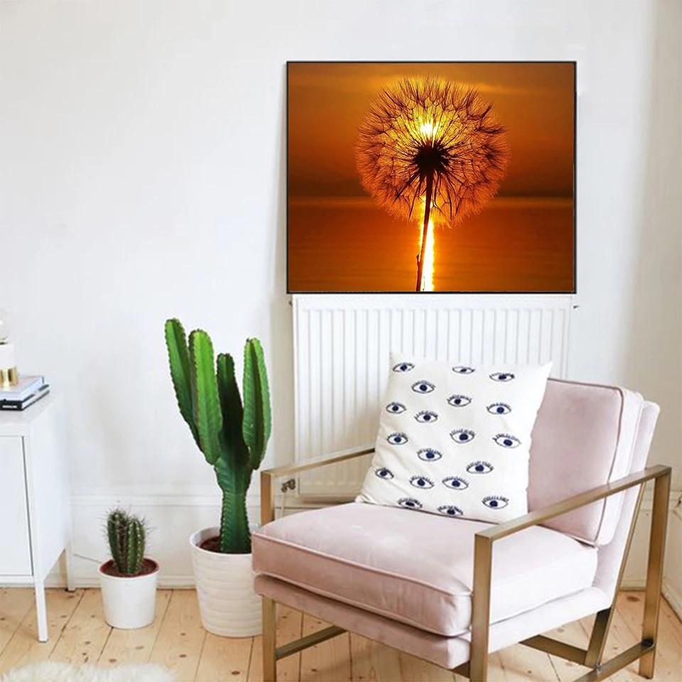 Diamond Painting Dandelion Full Square Mosaic Art Sunset Diamond Embroidery Landscape Picture of Rhinestone Home Decor