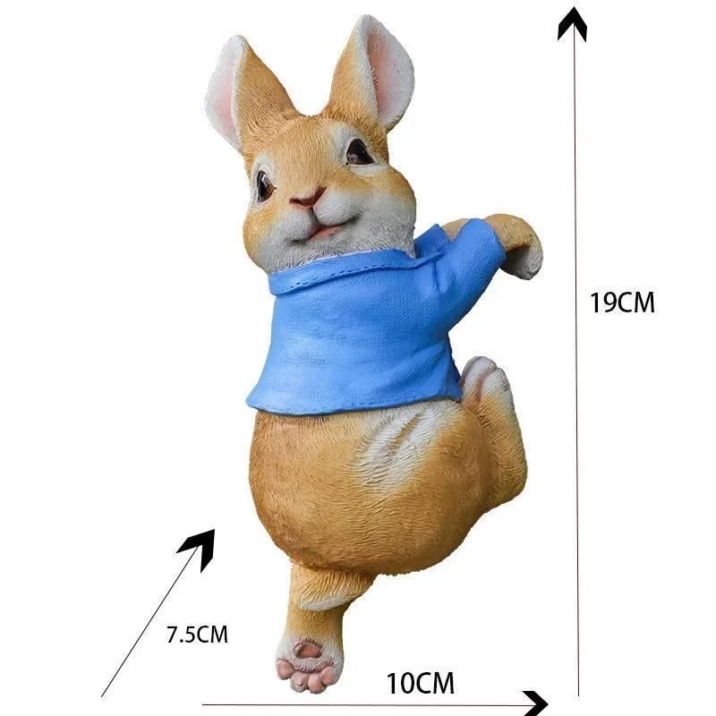 Забавная статуэтка кролика Очаровательная скульптура кролика Смола Фигурка животного Декоративное украшение для уличного сказочного сада Патио Двор Дерево