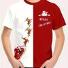 Children's Santa Claus Printed New Year T-Shirts Boys Comfortable Fashion Top Short Sleeves