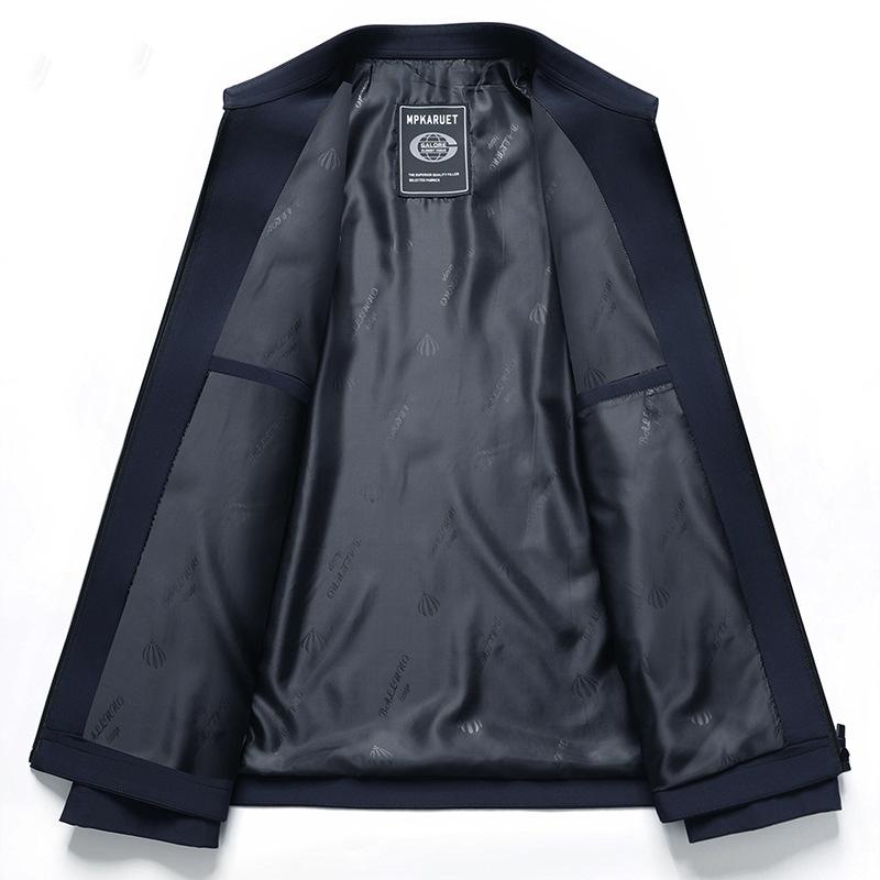 Весенне-осенняя мужская куртка для среднего и пожилого возраста, куртка-пиджак, лацканы, молния, деловая повседневная куртка, куртка папы