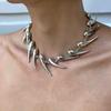 Silver Geometric Thorn Necklace: Light Luxury, Bold Punk Design for Men & Women