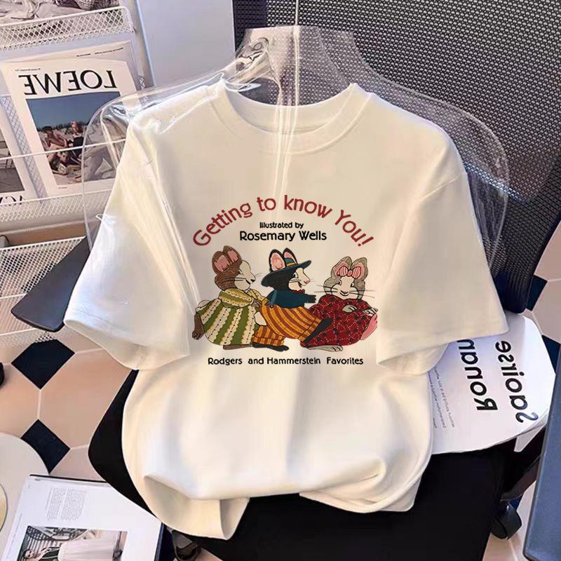 Футболка из хлопка с короткими рукавами, женская, тонкая, летняя, корейская версия, модная, свободная, с круглым вырезом спереди и короткими рукавами, женская, универсальная