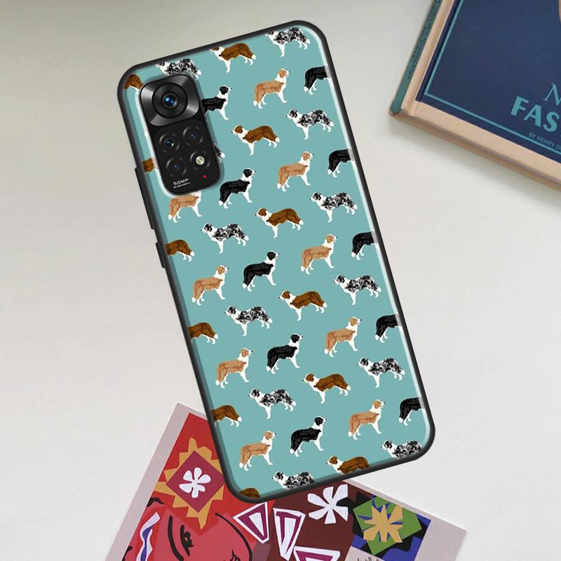 Cartoon Border Collie Case For Xiaomi Redmi Note 14 Pro 13 12 11 9 10 15 Pro Plus Redmi 15 C 14C 13C 10C 12C Cover