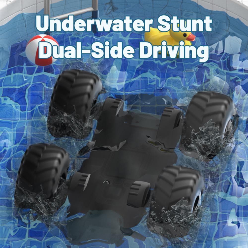 Remote Control Stunt Car, 2.4 GHz 4WD Dual-Side Driving Amphibious Off-Road Vehicle All Terrain