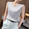 Женский летний жилет без рукавов с V-образным вырезом, новая мода, универсальный короткий пуловер на бретелях, однотонный топ
