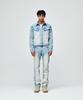 Jiz Louise Leather Point Washed Denim Jacket