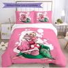 3pcs Duvet Cover Set (1*Duvet Cover + 2*Pillowcase, Without Core), Princess Peach Toadstool Print Soft All‑Season Bedding Set, Home Bedroom Decor Gift