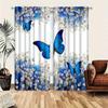 2-Piece Set Window Curtains, Artistic Floral & Butterfly Print Polyester Fabric, UV Protection, Thermal Insulation, Room Darke