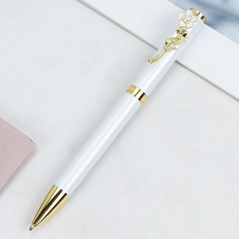 1 Piece Pearl Flower Wedding Metal Pen Office School Supplies Stationery Gift