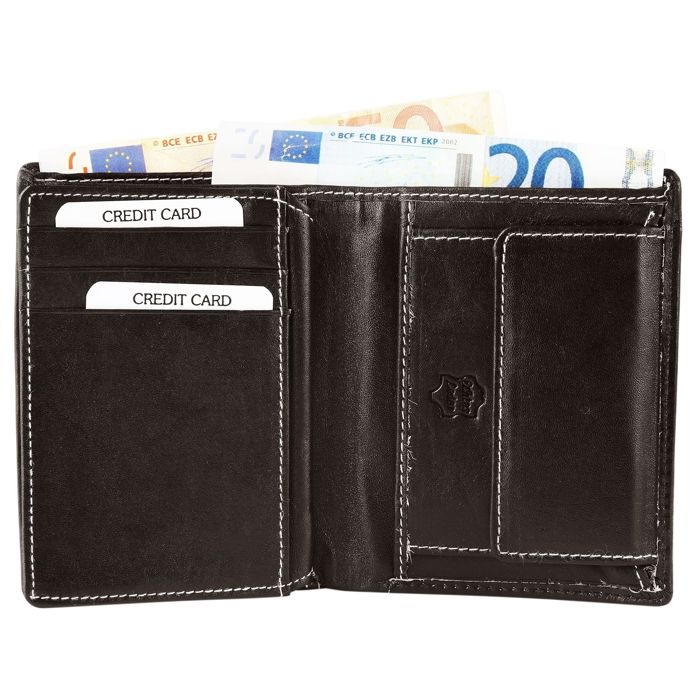 Portefeuille - AKZENT - Kamil - Cuir véritable - Marron clair - Compact, 6 emplacements cartes