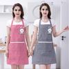 Милый мультяшный кухонный фартук с кроликом для мужчин и женщин, розовый, белый, водонепроницаемый, из хлопка и льна, легко чистится, с большим карманом