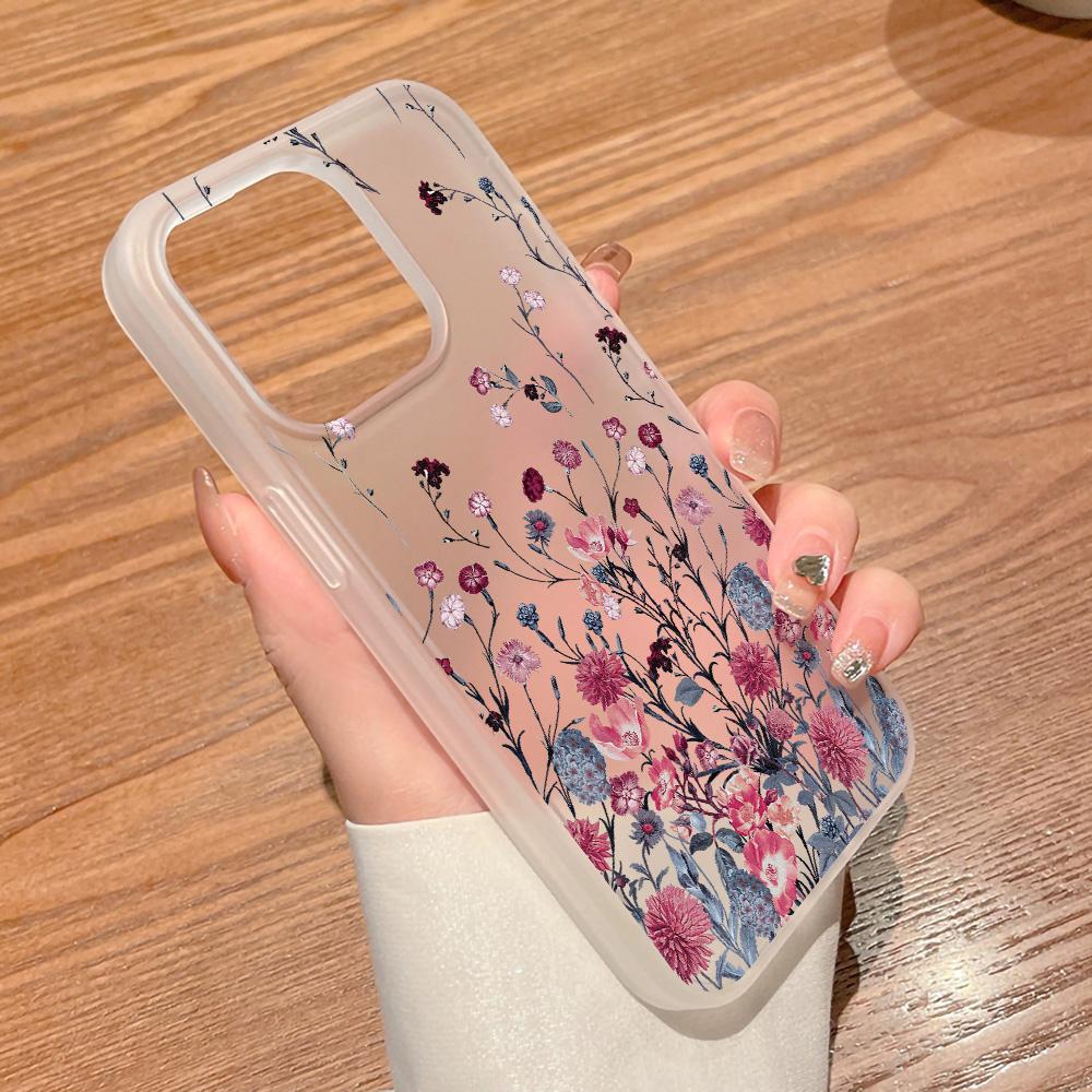 Чехлы для мобильных телефонов iPhone 11 13 15 Pro Max 12 14 Pro Max Чехол для iPhone 16 15 Plus 13 Pro 12 Матовая текстура с рисунком в виде мультяшных цветов