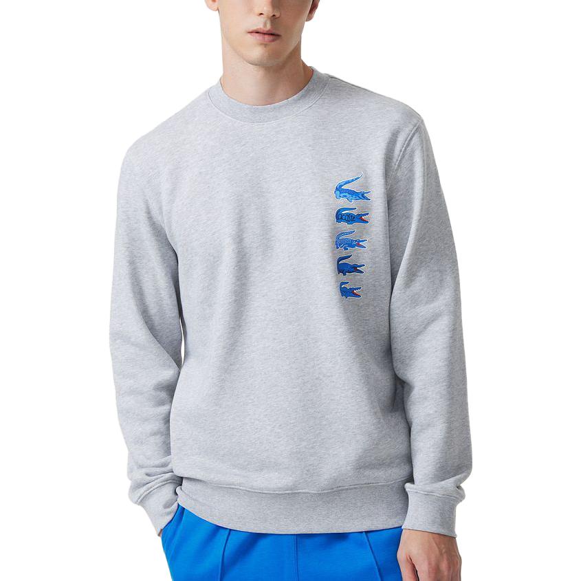 LACOSTE Sweatshirts Men's Silver Gray Crew Neck Moderate Other SH3581-CCA
