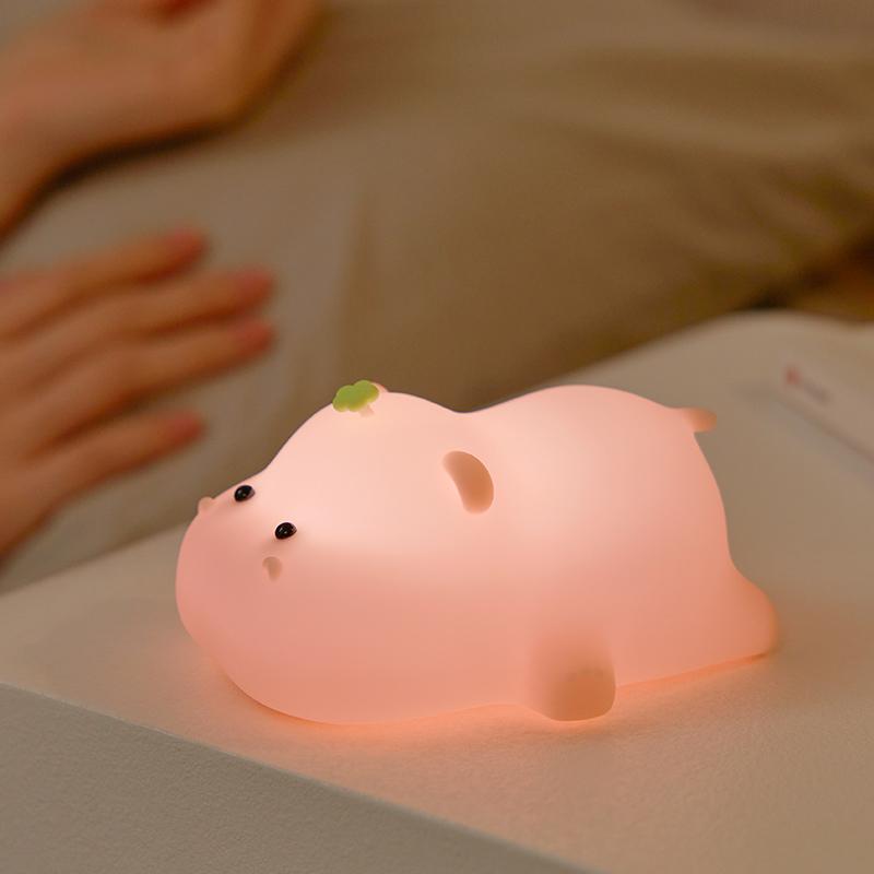 Xiaomi Ночной светильник Pink Piggy, милый силиконовый ночник, светодиодная лампа Pat, украшение комнаты, зарядка через USB, лампа для создания атмосферы в помещении, подарок для детей