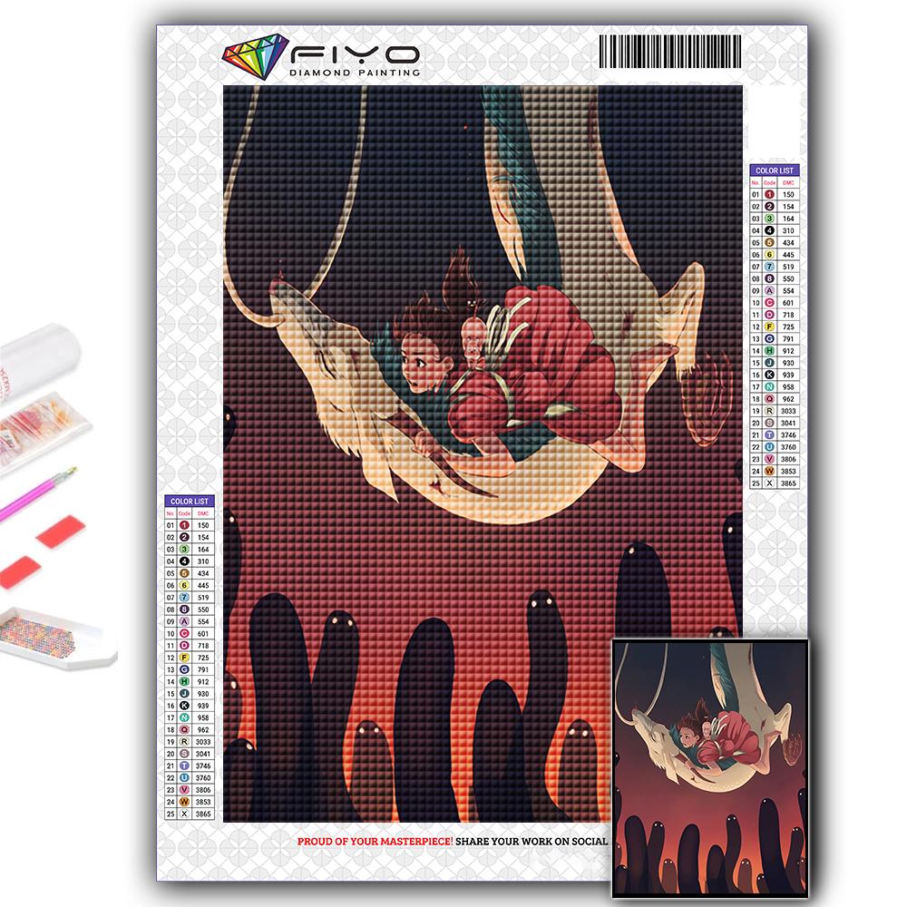 5D DIY Алмазная картина Японский стиль Иллюстрация Вышивка крестом Алмазная художественная вышивка Мозаика Домашний деко