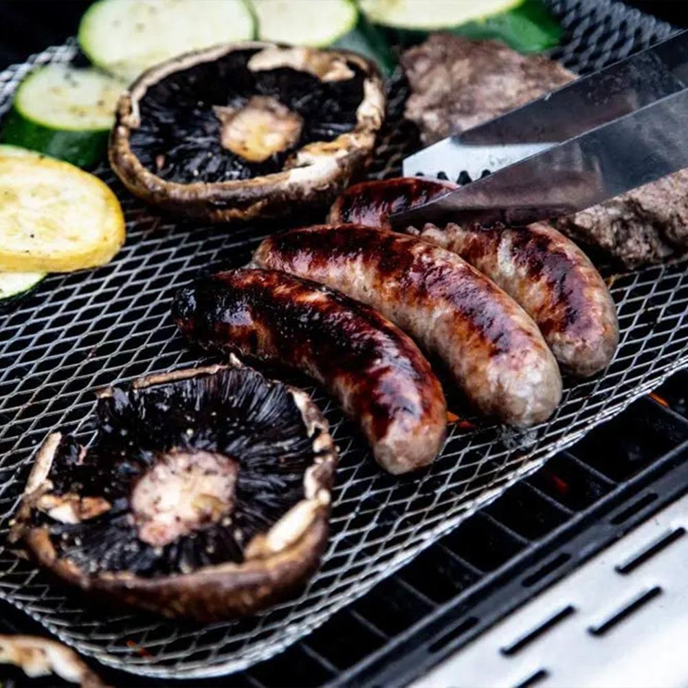 10PCS Aluminum Non-stick Outdoor Barbecue Net Disposable Grill Net BBQ Baking Mat Oven Mat High Temperature Resistance Grill Net