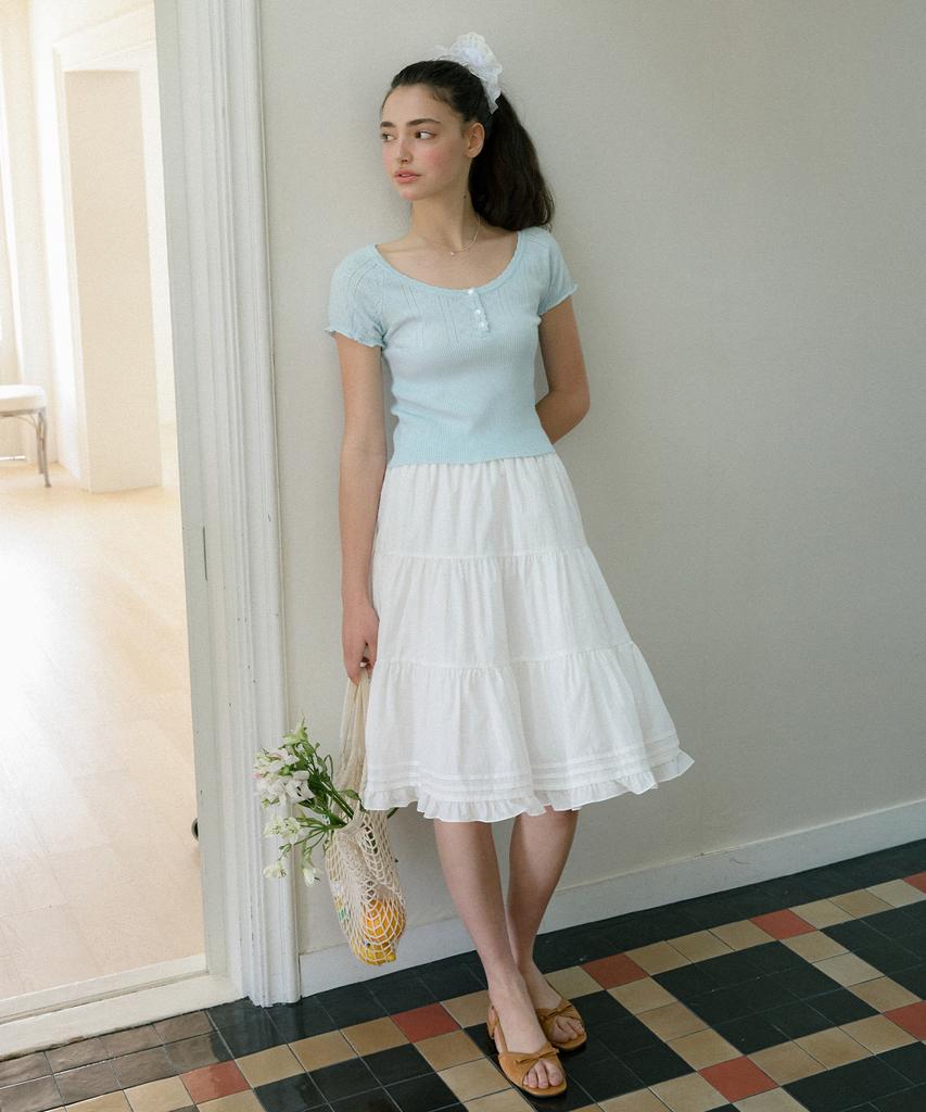 Letter From Moon Benny'S Tiered Midi Skirt (Ivory)