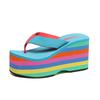 Fashion Beach Shoes Ladies' Slippers On A Wedge Women Heels Multicolored Sandals Gingham Rubber Flip Flops Luxury Slides Sabot High Flat