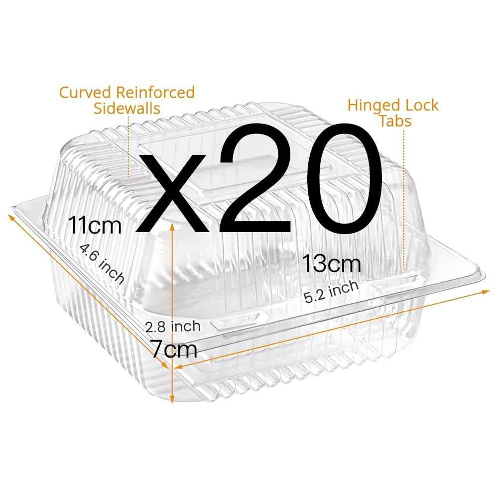 Clear Plastic Containers with Lids for Food, Thickened Disposable Sandwich Containers Clamshell Boxes for Cake Slice, Dessert