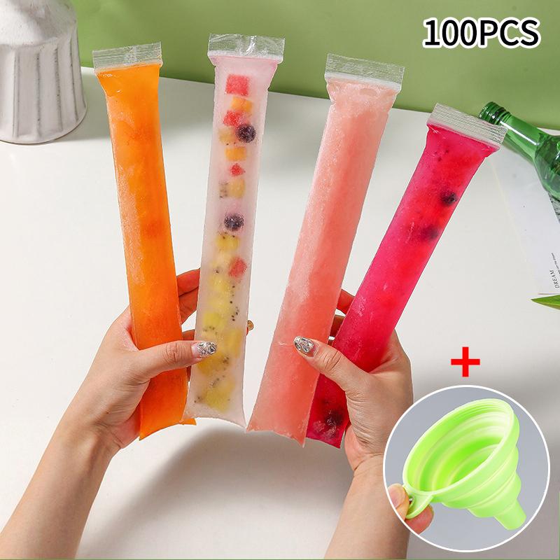 10-100 шт. Одноразовые мешки для льда, решетка, форма для кубиков льда, самозапечатывающиеся лотки для льда, пакеты для мороженого-эскимо с воронкой, кухонные принадлежности