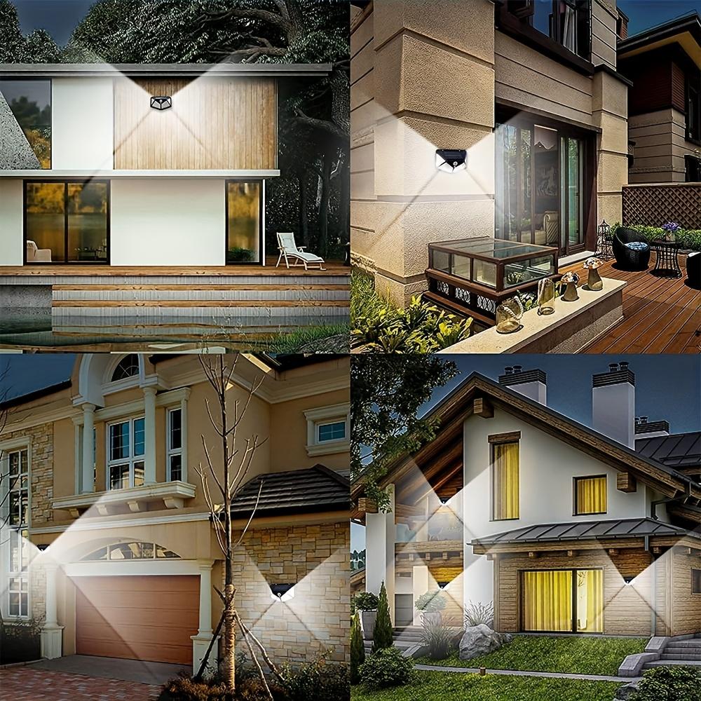 Уличный 100LED солнечный светильник с датчиком движения, 4-стороннее освещение, используется для наружных стен, дворов и коммерческого освещения