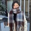Женский шарф в клетку в корейском стиле - Модный, Универсальный, Утепленный вязаный снуд