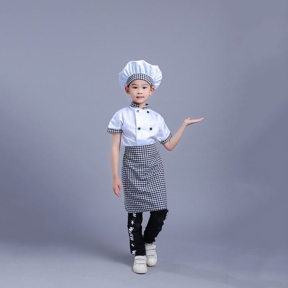 Kitchen Hat Top apron Cosplay Costume Cook Tshirt Children Chef Costume Set Halloween Decoration