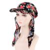 2025 Print Pre-Tied Hat Women Muslim Long Tail Headscarf Hijab Turban Visor Chemo Cap Bonnet Hair Loss Head Wrap Turbante Mujer