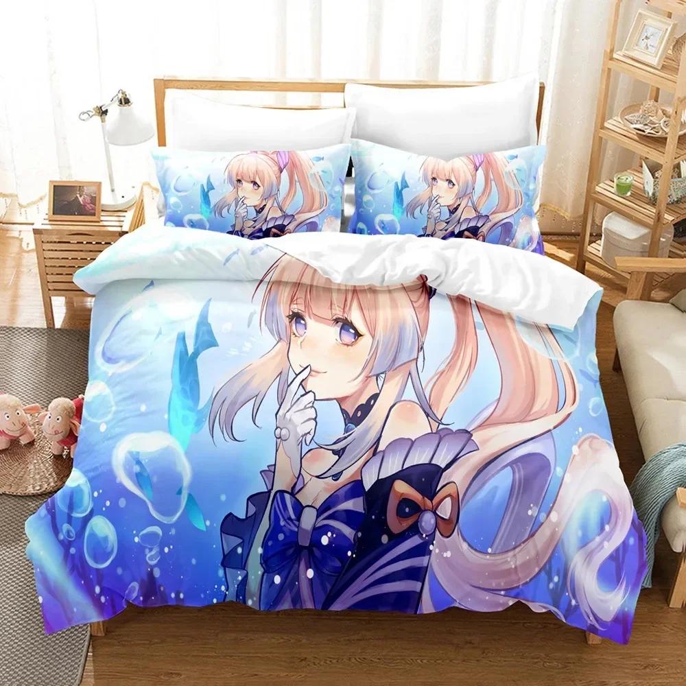 3D Print Cartoon Bedding Set Genshin Impact Game Printed Duvet Cover Pillowcase Single Double Queen Super King Size Sets