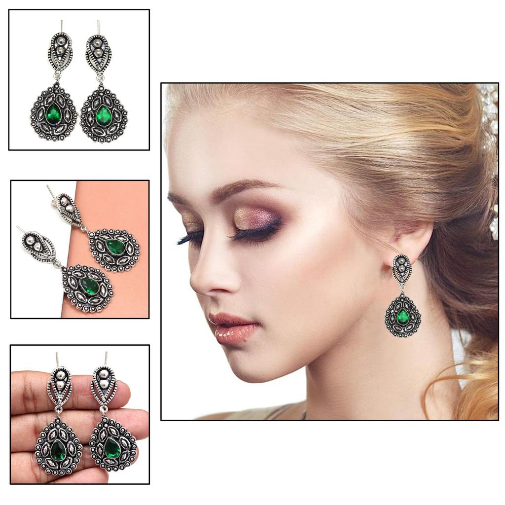 925 Silver Sterling Earring Jewelry Gemstone Handmade Emerald