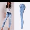 Женские модные джинсы с дырками и низкой талией, деминовые брюки, большие размеры