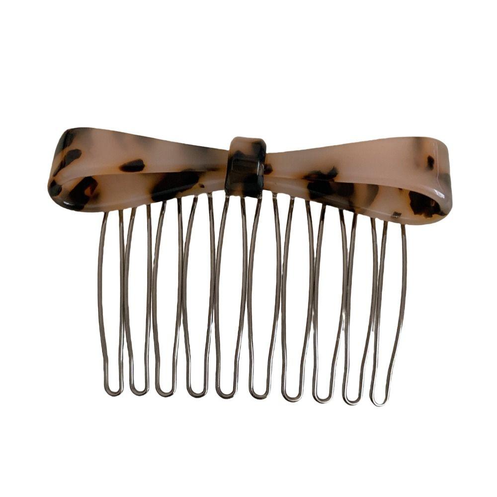 Sweet Teeth Acetic Acid Bow Hair Comb Fixed Combs Styling Tool Bow Hair Clip Korean Style Headwear Barrettes Side Clip Student