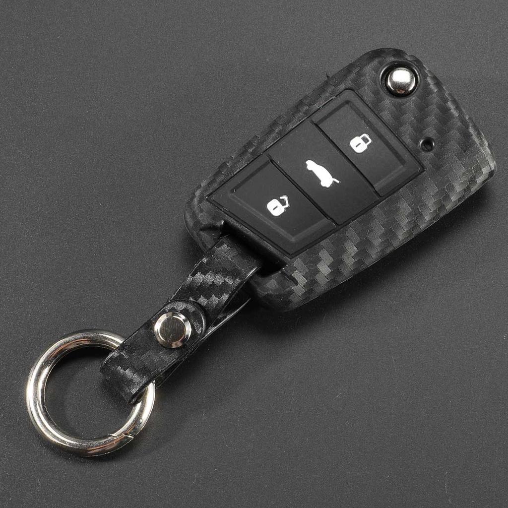Чехол для ключа из углеродного силикона jingyuqin для VW Polo Golf 7 Tiguan для Skoda Octavia Kodiaq Karoq для SEAT Ateca Leon Ibiza