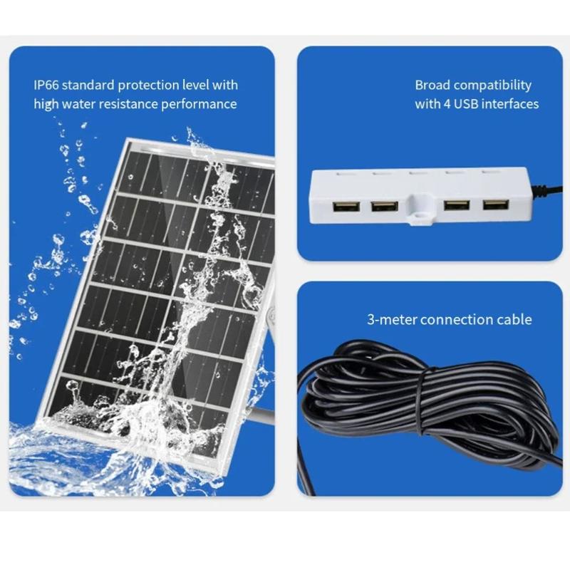 Солнечное зарядное устройство 4 USB-порта Быстрая зарядка Эффективное поглощение солнечной энергии для путешествий на природе Источник питания Аварийное резервное питание