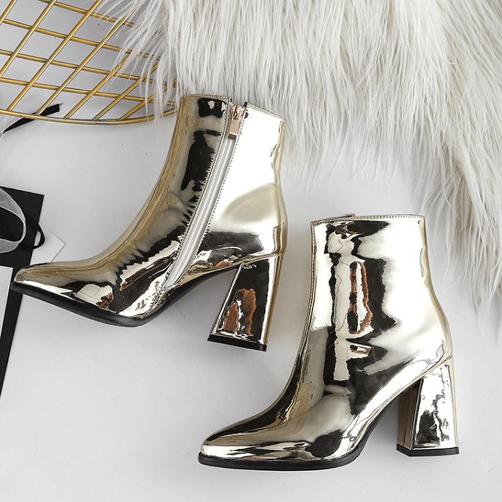 Женские сапоги, кожаные праздничные ботильоны с острым зеркалом, женская обувь