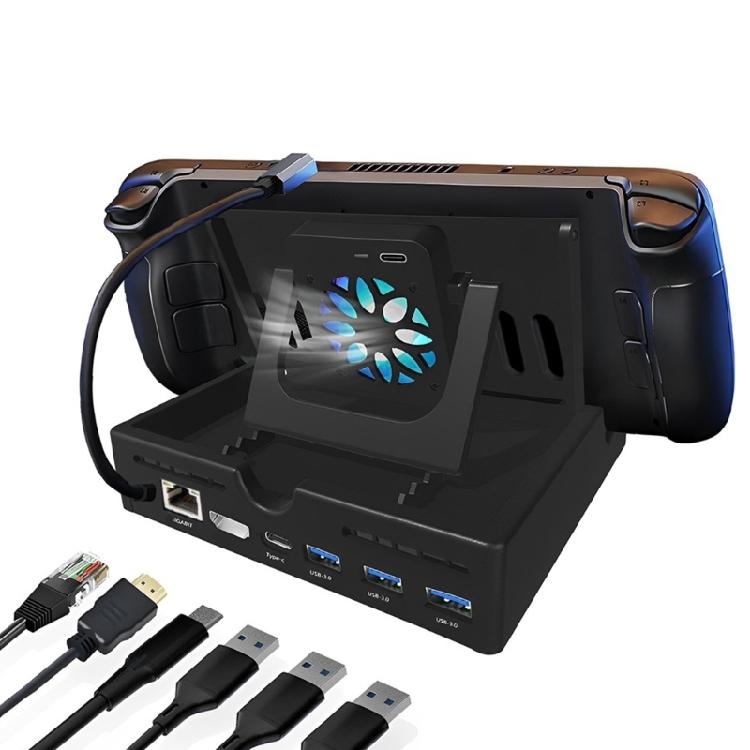 6-в-1 док-станция для Steam Deck с HDMI 2.0 4K@60Hz Gigabit-Ethernet 3 портами USB 3.0
