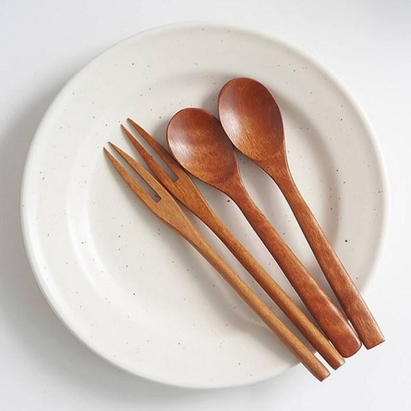 Nicot Wood Popo Teaspoon, 4 Pieces, Korean Popular Tableware