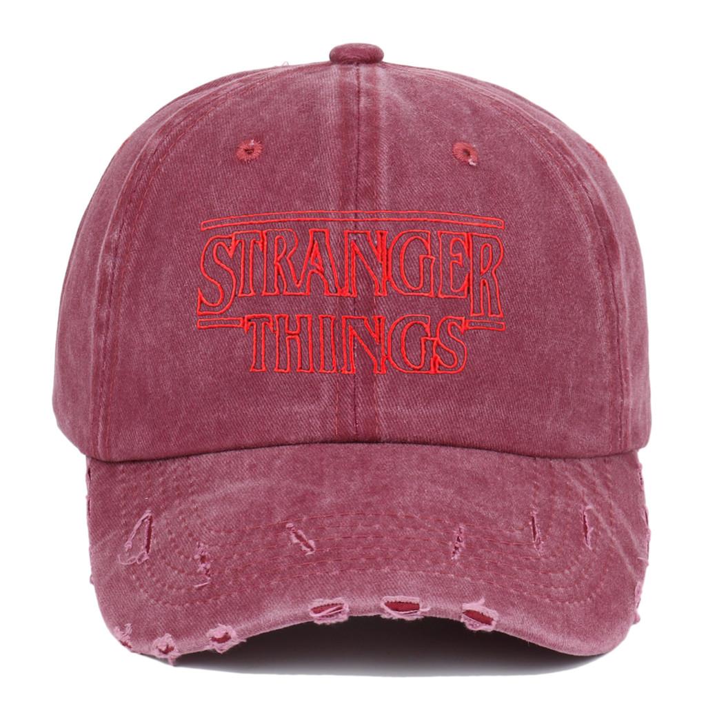 Винтажная вышитая бейсболка Stranger Things с эффектом потертости и защитой от солнца для фанатов