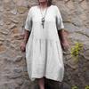 Women's Fashionable And Casual Solid-color Cotton And Linen Dress