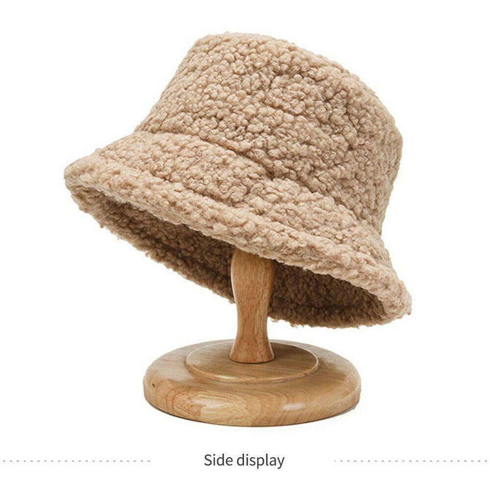 Winter Casual Lamb Wool Soft Fisherman Cap Panama Hat Bucket Hat Sun Cap