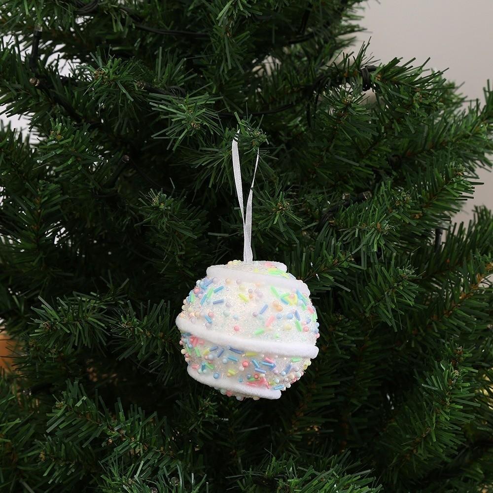 Flocking Xmas Tree Decor DIY Ice Cream Pendant Creative Candy Cane Ornament Home Decor