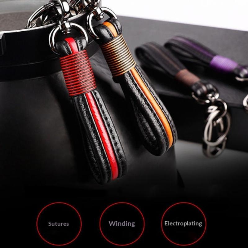 Luxury Car Key Ring Pendant High Quality Leather Zinc Alloy Buckle Durable Keychain for Men Women Car Owners