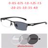 Half Rim Chameleon Myopia Glasses Men Vintage Semi-Rimless Square Photochromic Prescription Spectacle Male -0.5 -0.75 To -6.0