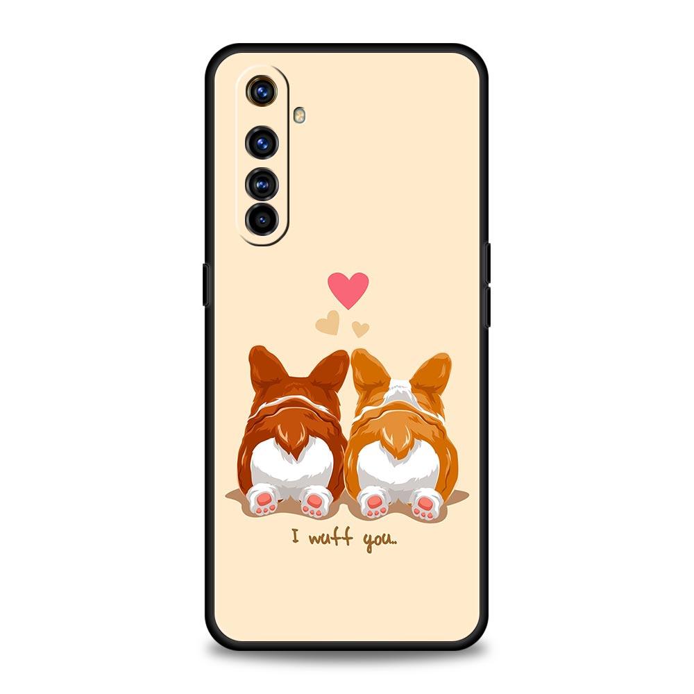 Cute Corgi Dog Case For Realme C67 C63 C55 C53 C35 C25 C21 GT 2 3 5 6 10 11 12 13 Pro Plus 5G Soft TPU Phone Cover Fundas Capas