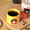 Милая кружка для счастливой девушки, керамическая чашка для девушки конфетного цвета с крышкой, чашка для пары, бытовая чашка для молока для завтрака